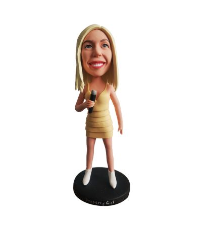 Blonde and Petite Woman Singer Bobblehead