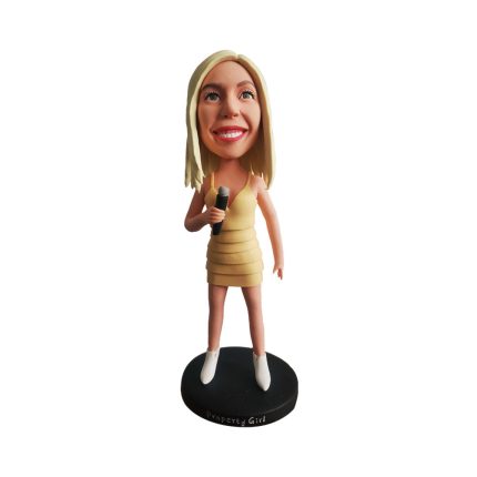Blonde and Petite Woman Singer Bobblehead