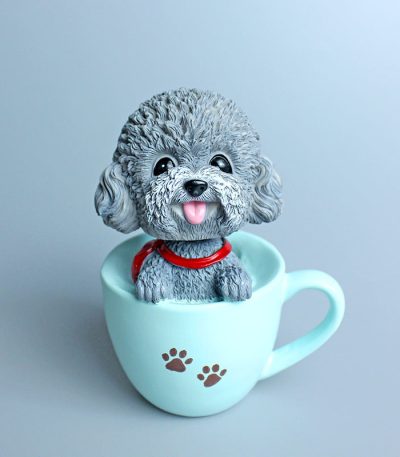 Teddy Dog in Cup Bobblehead for Car