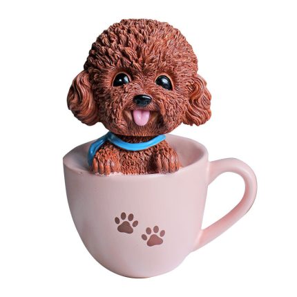 Teddy Dog in Cup Bobblehead for Car