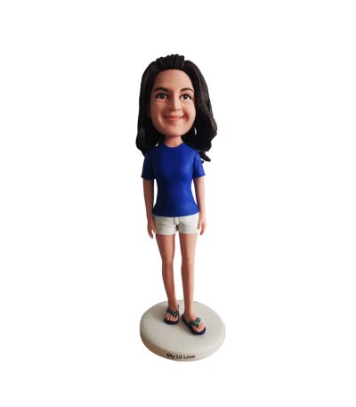 A Woman in Blue Custom Bobblehead