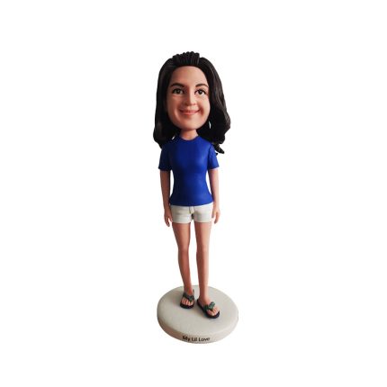 A Woman in Blue Custom Bobblehead
