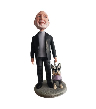 Old Man with A Pet Dog Customized Bobblehead