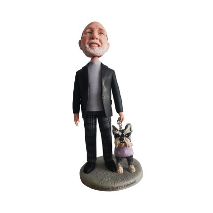 Old Man with A Pet Dog Customized Bobblehead